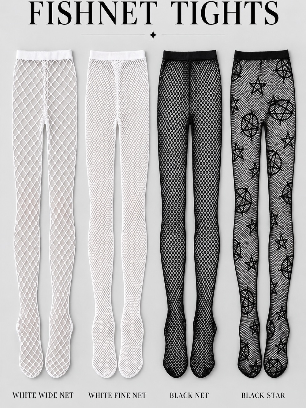 Fishnet Tights for Women- White & Black Fishnet Leggings